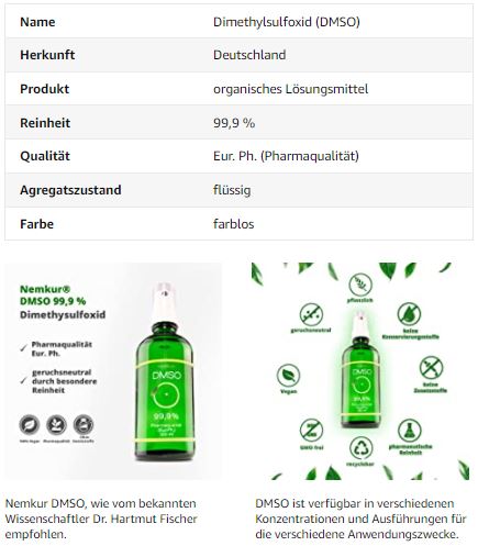 dmso 99,9% 100 ml mit sprühkopf, pinsel, pipette - dimethylsulfoxid - eur. ph. (pharmaqualität)