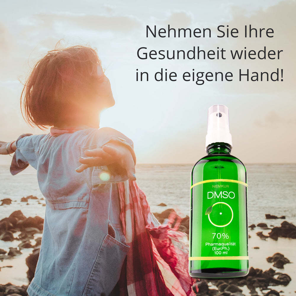 1 x DMSO 70% 100 ml - reines DMSO mit hochreinem Osmose Wasser mit Sprühkopf, Roll On, Pipette - Dimethylsulfoxid - Eur. Ph. (Pharmaqualität) - nemkur