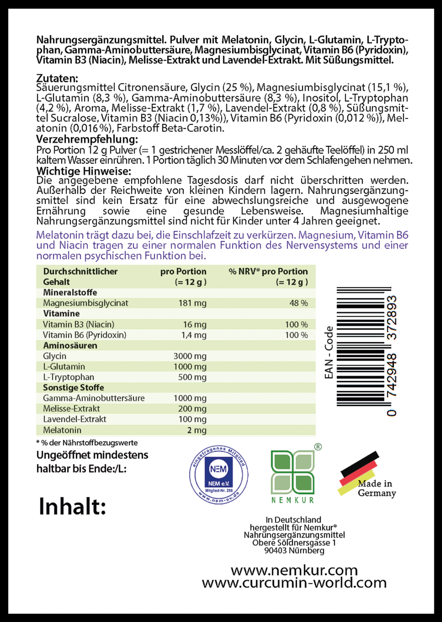 Schlaf-Drink mit Melatonin und Aminosäuren