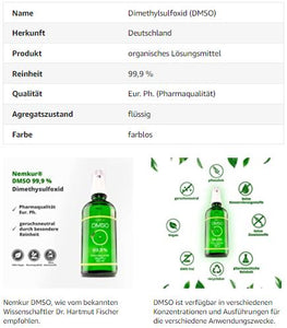 dmso 99,9% 100 ml mit sprühkopf, pinsel, pipette - dimethylsulfoxid - eur. ph. (pharmaqualität)