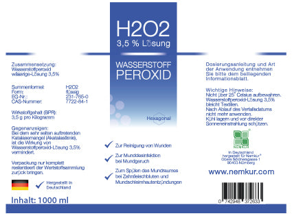 Wasserstoffperoxid (H2O2) 3,5% Lösung - 1000 ml - nemkur